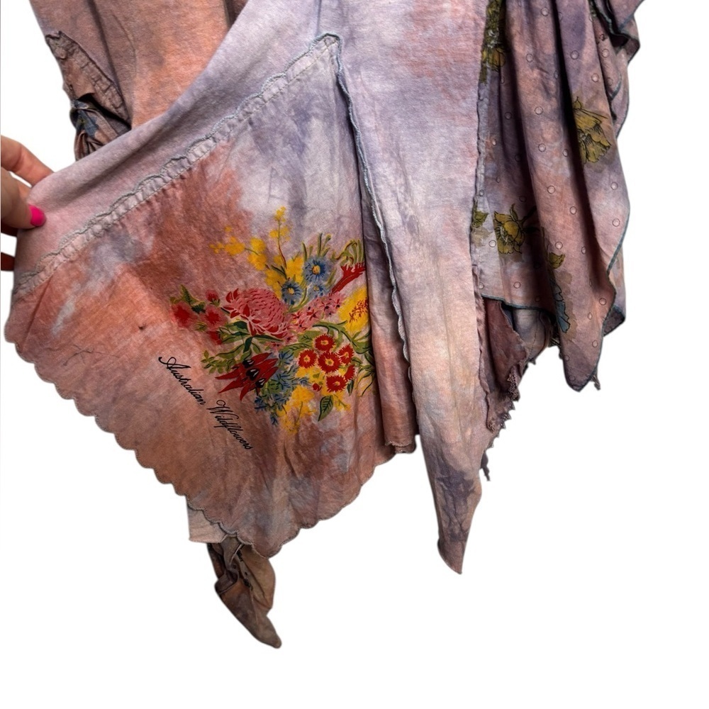 Handmade Upcycled VTG Tie Dye Multi Print Multi Fabric Flowy Maxi Dress Medium - Picture 8 of 12